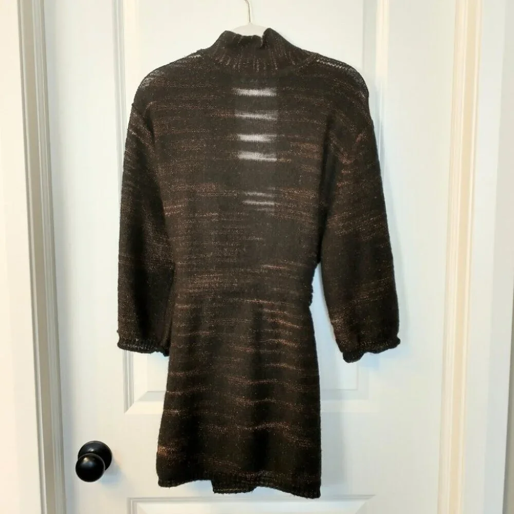 Charter Club Woman Brown and Bronze Belted Sweater Cardigan Duster Size 0X - Picture 2 of 14